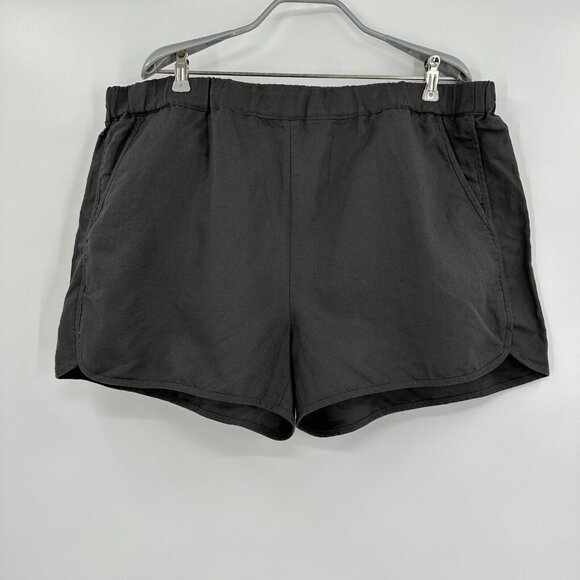 Quince Pants - Quince Women's Charcoal Gray Cotton Linen Shorts sz XL NWT Elastic Waist